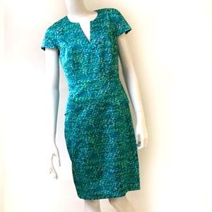 Tahari Aruba Cap Sleeve V Neck Peplum Dress, size 6